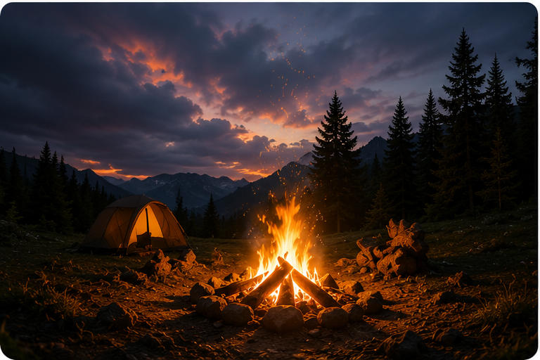 Lagerfeuer am Abend im Defreggental
